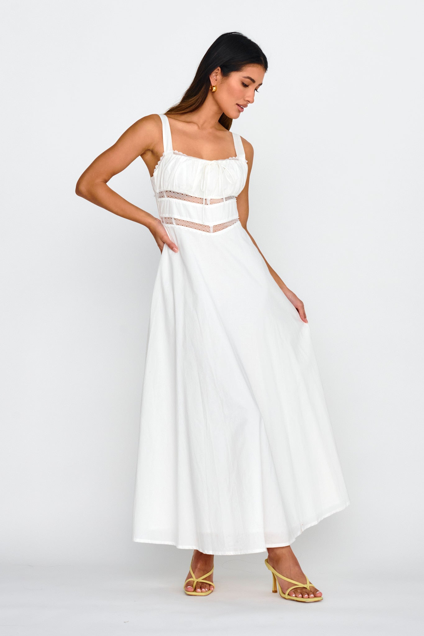 Kasiah Lace Trim Maxi Dress White
