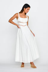 Kasiah Lace Trim Maxi Dress White