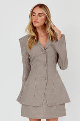 Jozie Back Tie Jacket Plaid Brown