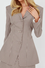 Jozie Back Tie Jacket Plaid Brown