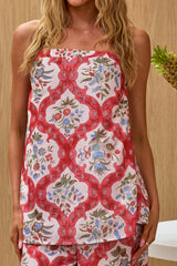 Archa Strapless Scoop Back Top Print Cream