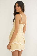 Marcelline Scallop Hem Mini Skirt Apricot