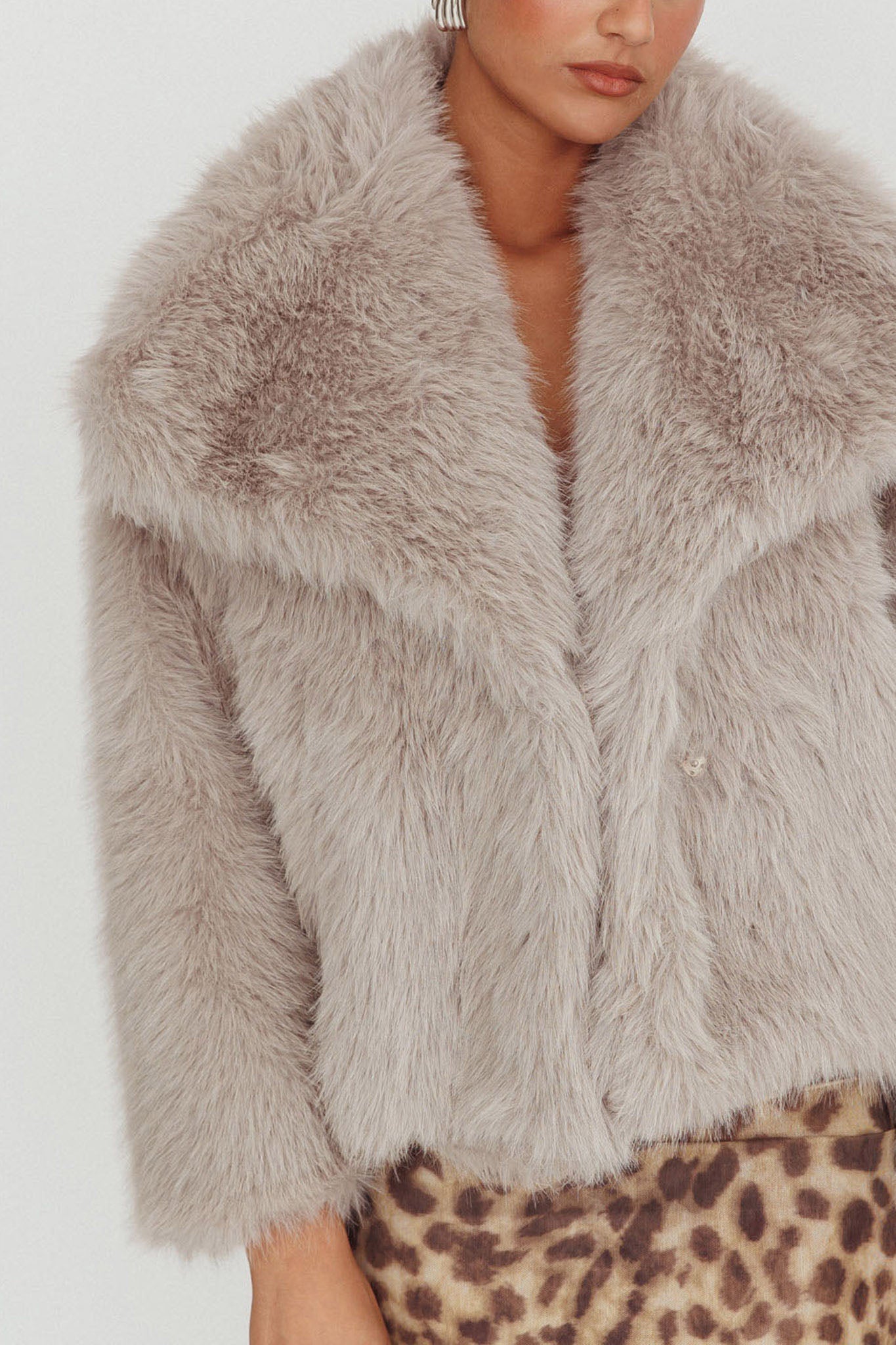 Copenhagen Oversized Lapel Fur Jacket Cream