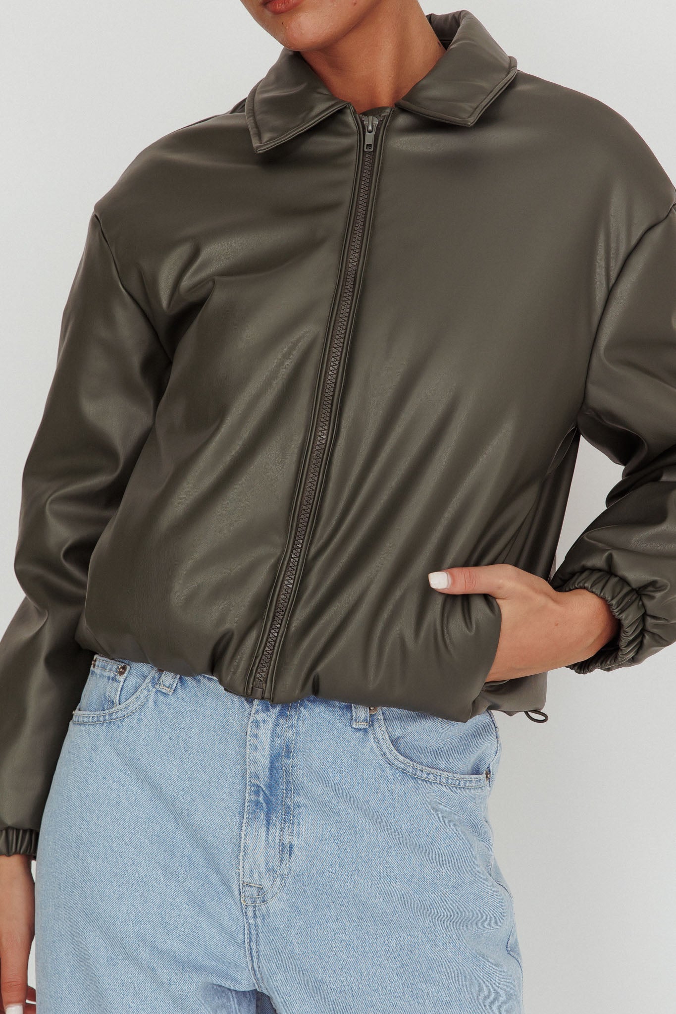 Faroe Drawstring Waist Puff Jacket Green