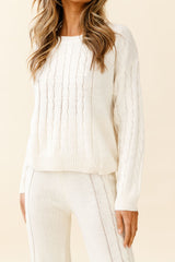 Atlas Cable Knit Accent Sweater Cream