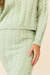 Cozy Up Cable Knit Sweater Green