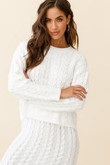 Cozy Up Cable Knit Sweater White