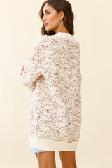 Elsey Lantern Sleeve Long Cardigan Textured Cream