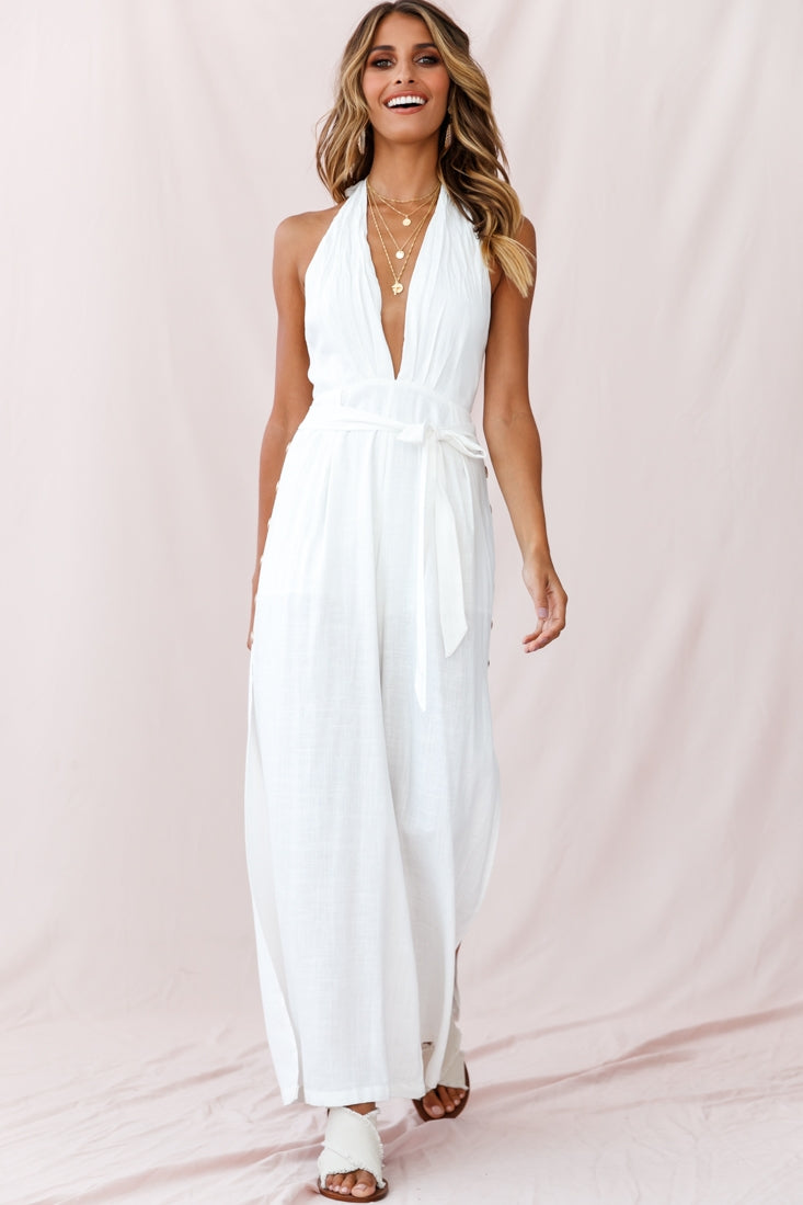 Aruba Wide Leg Halterneck Jumpsuit White