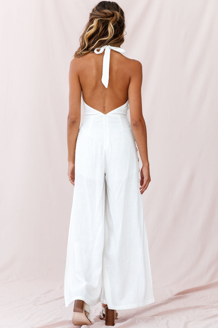 Aruba Wide Leg Halterneck Jumpsuit White