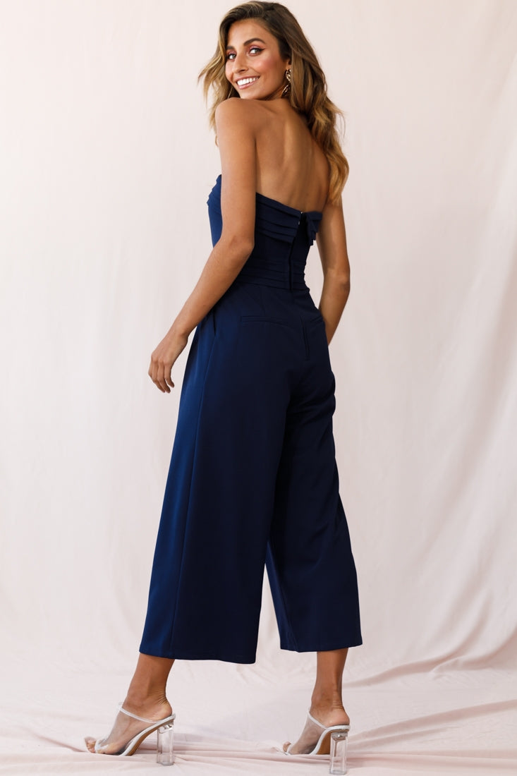 Chosen Strapless Wide Leg Jumpsuit Navy
