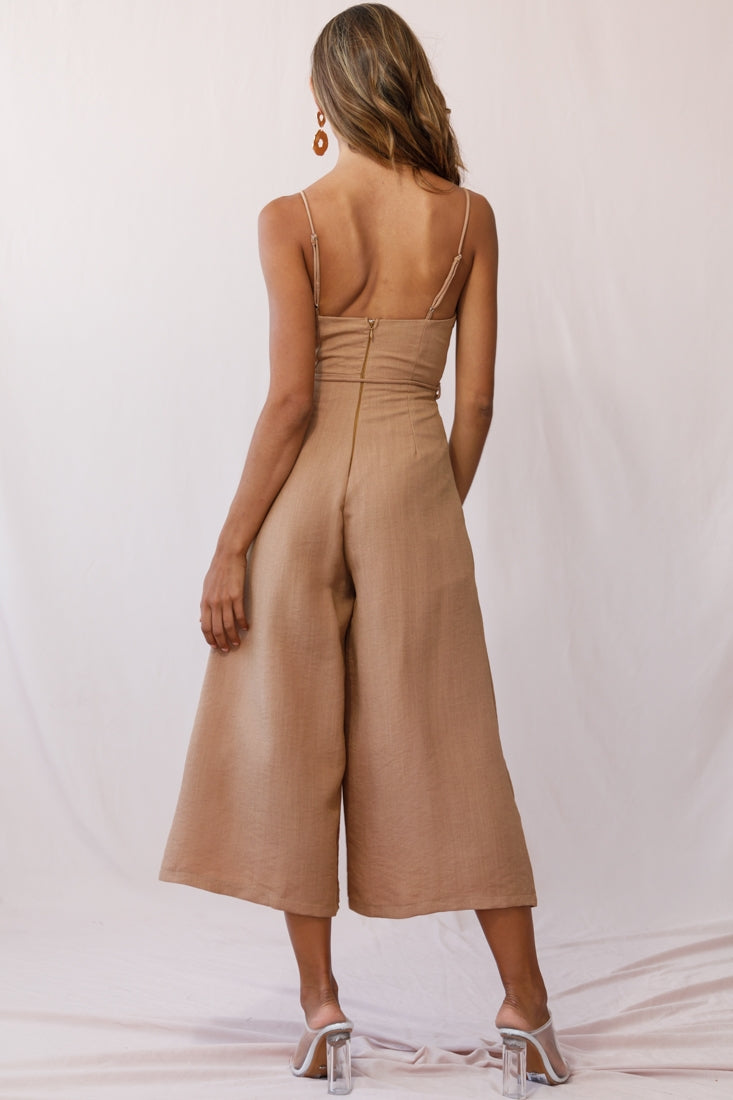 Charlie Structured Wide Leg Jumpsuit Tan