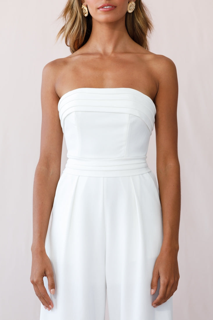 Chosen Strapless Wide Leg Jumpsuit White
