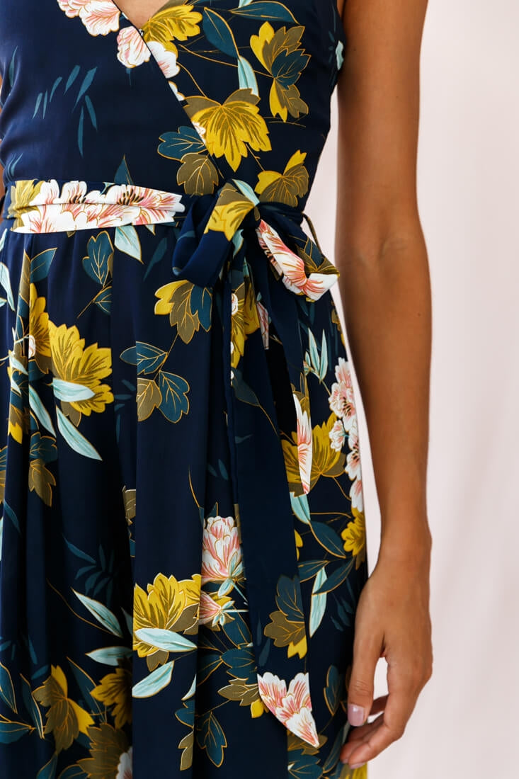 Carrie High Slit Cami Jumpsuit Navy