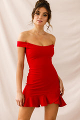 Brigitte Off-Shoulder Mini Dress Red